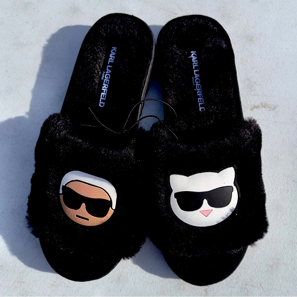 Karl lagerfeld fluffy slides